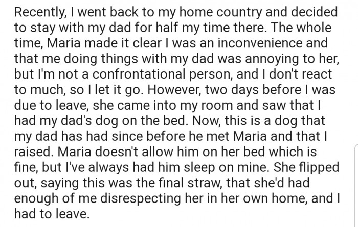 Recently, OP Explained That She Came to Spend Some Time at the House, but Her Dad's Wife Made Her Stay Hell on Earth