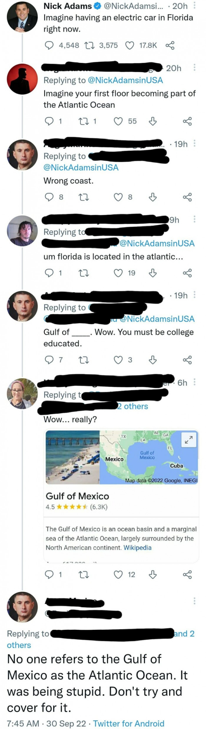 15. No one refers to the Gulf of Mexico as the Atlantic Ocean