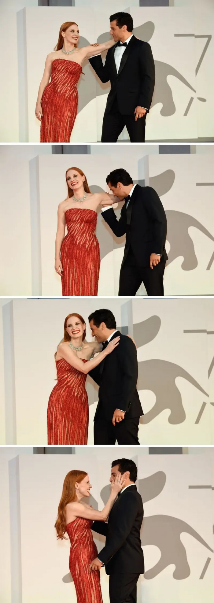 6. When Jessica Chastain and Oscar Isaac walked the red carpet together at the Venice Film Festival in 2021