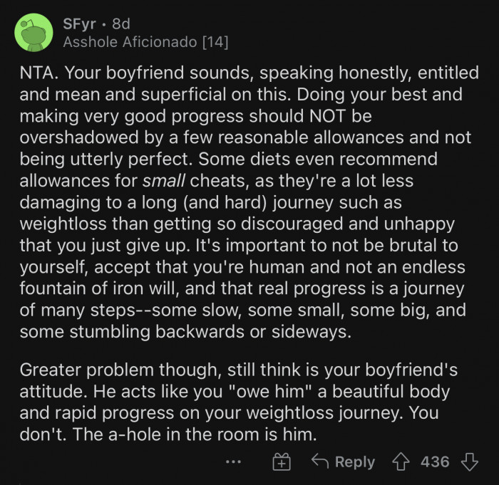 OP's boyfriend acts like she 