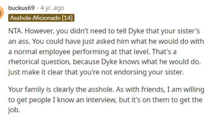 Realistically, many people said that maybe he shouldn't have said what he said, but it's important to recognize that it's ultimately his call to fire her or not.