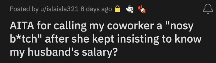 OP refused to give her a figure, but her colleague couldn't take the hint