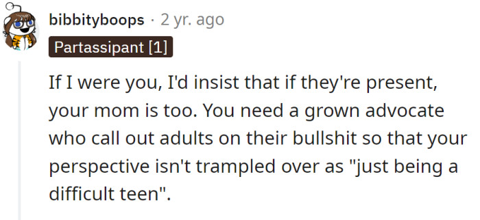 A Redditor suggested she bring her mother with her