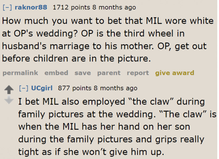 As long as the mother-in-law is alive, the OP will always be the third wheel in this marriage.