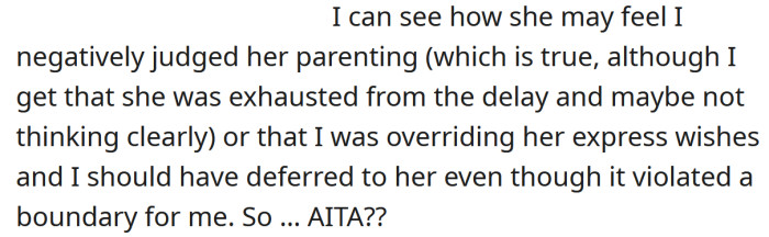 Now the OP is wondering if she was the a**hole here.