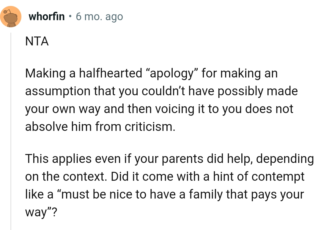 Absolving him from criticism