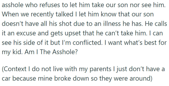 He is telling everyone how OP is hiding his child from him