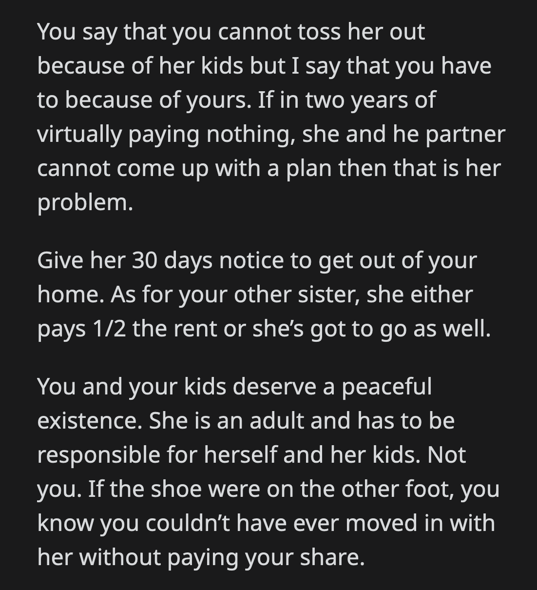 OP's children rely on her to advocate for them and do what's best for their family.