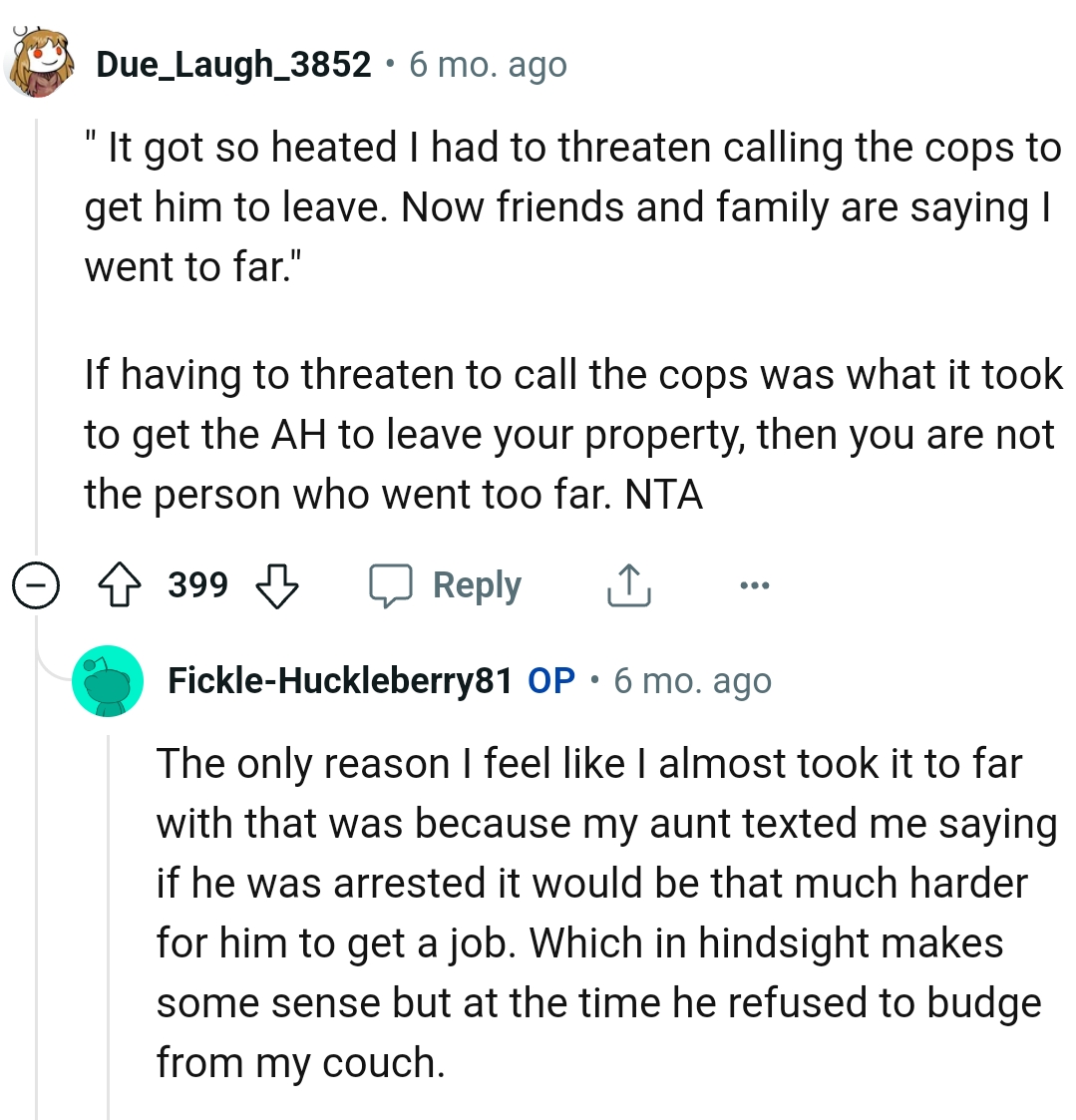 The OP didn't go too far