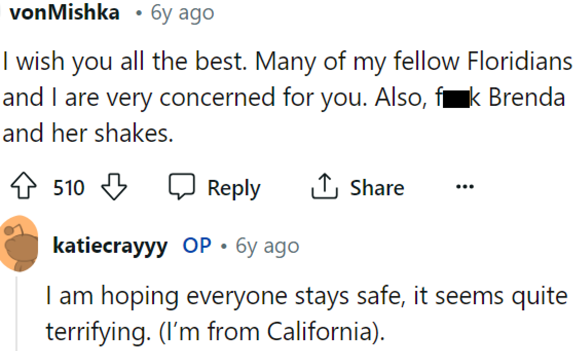 Some users are expressing their well-wishes and safety concerns for the OP.
