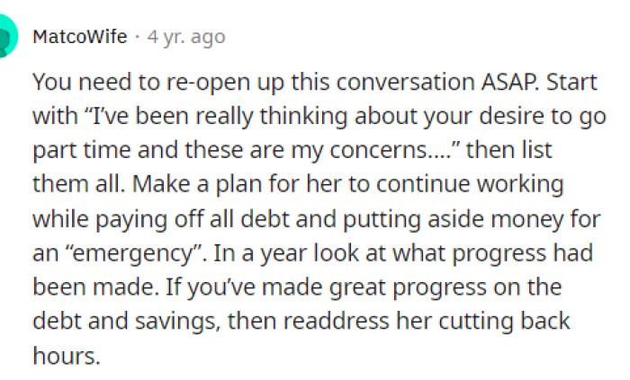 Being open and honest about his concerns will be the best way to align their expectations and foster mutual understanding.