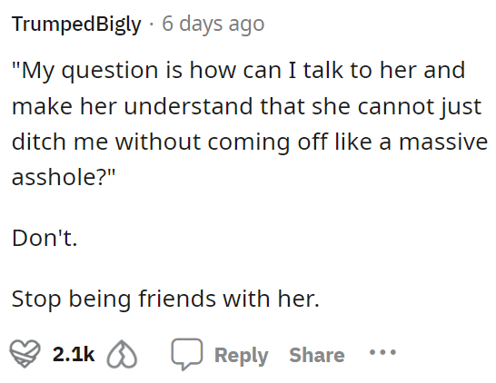 We don't think that she'd understand anyway fi she doesn't already understand honestly.