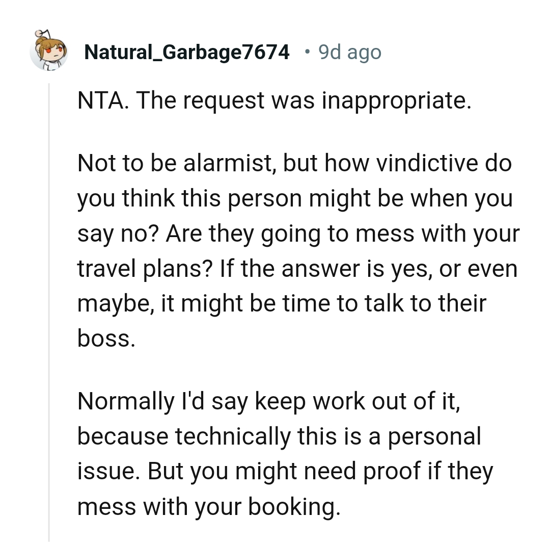 Technically, this is a personal issue