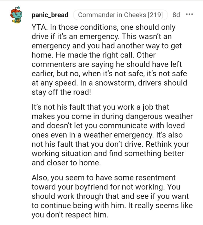 It's not his fault that you don't drive