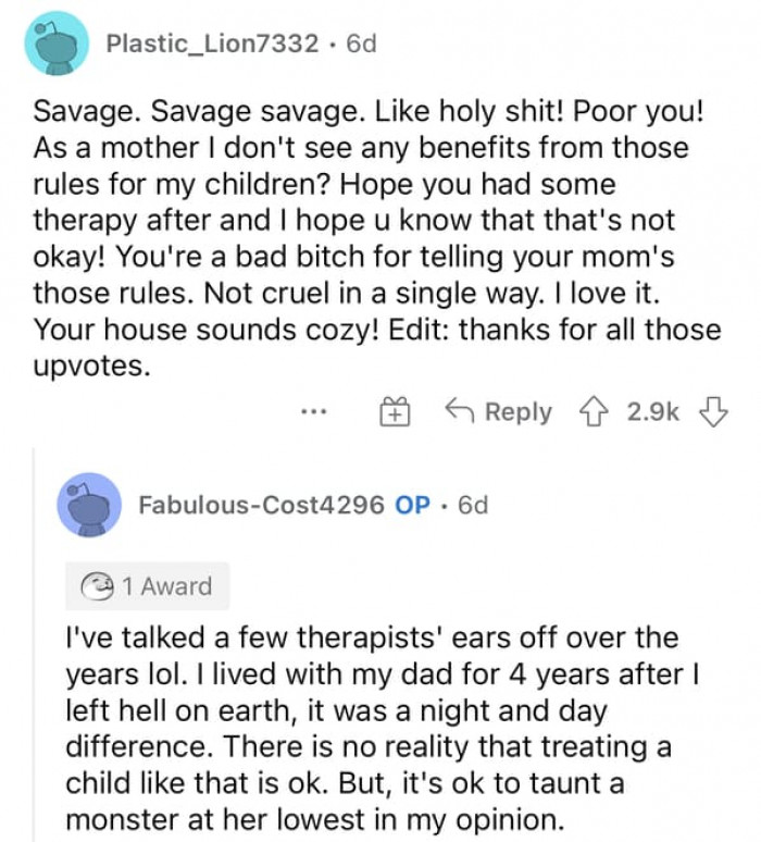 Savage retaliation against an abusive mom.