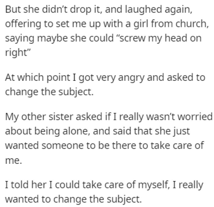 OP was getting angry, and he asked them to change the topic