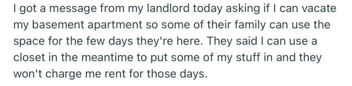 OP got a message from their landlord, and it’s a crazy one