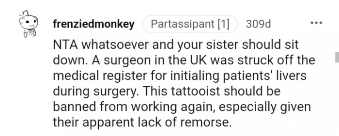 This tattooist should be banned from working again