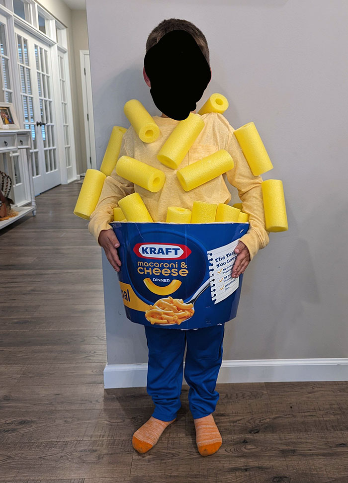 19. Our Son Wanted To Go As Macaroni And Cheese For Halloween