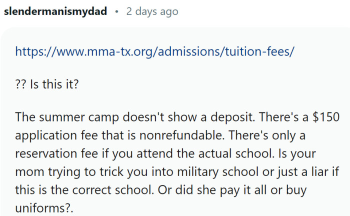 OP should just pay his mom back and quit