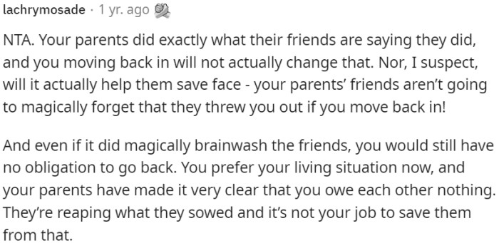 OP's parents' actions have consequences they must face on their own.