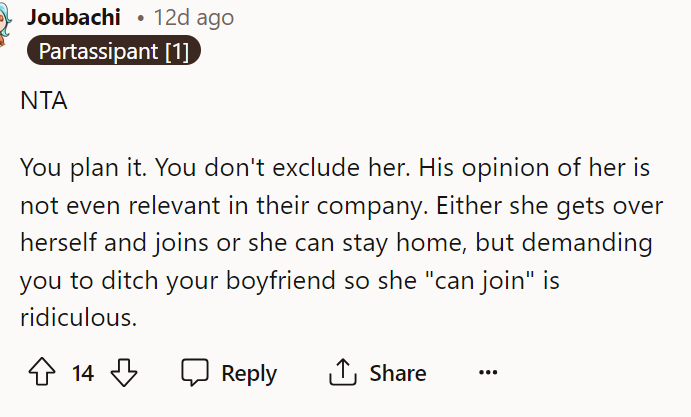 Honestly, if she's worried about it, then she really doesn't have to go, and that's that.