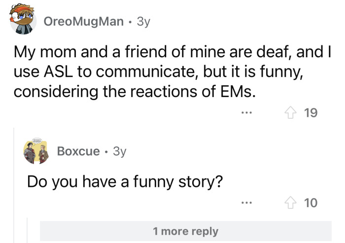 The EM's reaction is hilarious and sad at the same time.