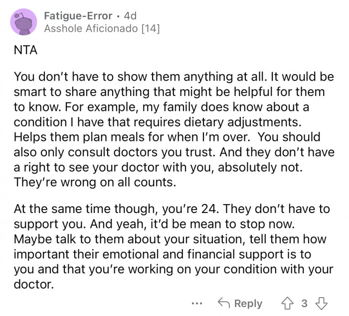 OP should talk to their parents and explain their point of view.