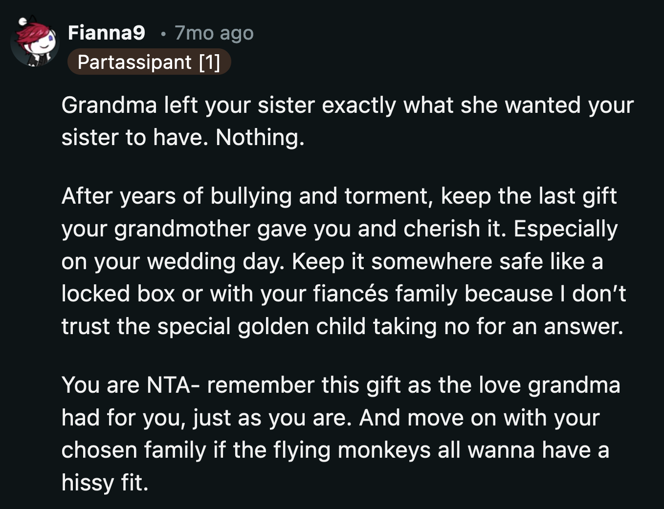 OP needs to secure that necklace in case her entitled sister decides she deserves to have it.