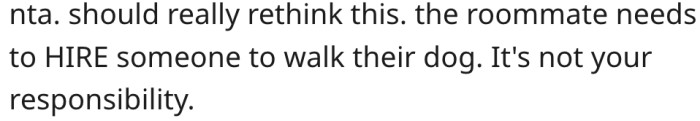 6. His roommate should hire a dog walker.