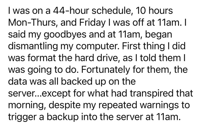 OP packed up his things and wiped everything up.