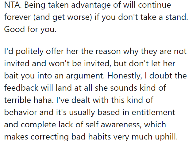 If the OP relents, the sister will continue to take advantage of her