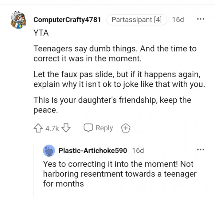 Keep the peace for daughter's friendship