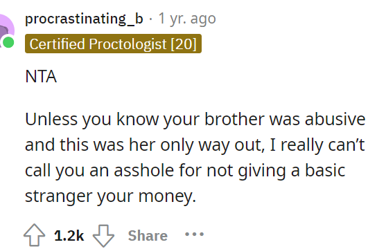 This would be the only exception, but even then, we can't expect OP to step up and help because it's still not her responsibility.