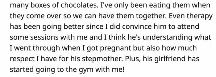 She saw things from his perspective, and Avram accompanies her to therapy sometimes