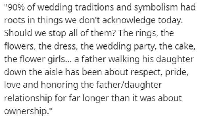 A father walking his daughter down the aisle is about respect