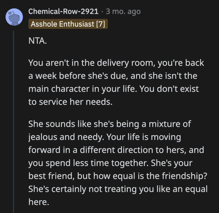 Trish's controlling behavior should be enough reason for OP to rethink their friendship