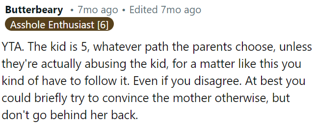 OP should respect others' opinions even when disagreeing.