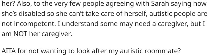 OP is not a caregiver