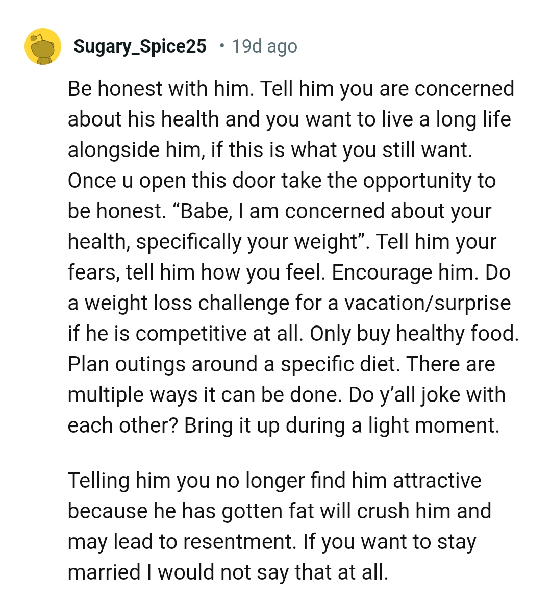 Telling Him That He's No Longer Attractive