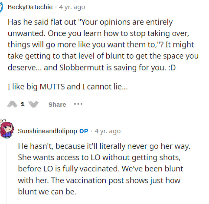 It seems like OP isn't letting up, and honestly, we don't blame her because it's important for her to protect her LO in this circumstance.