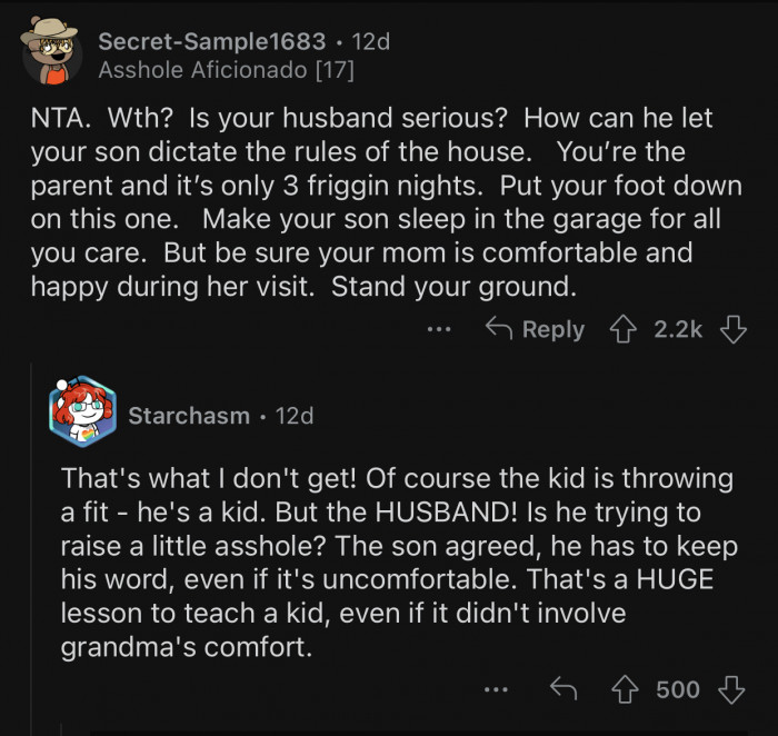 You can't let a 12-year-old dictate the rules of the house.