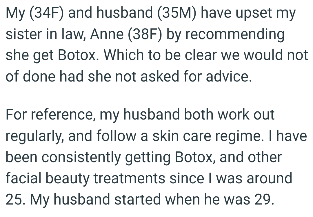 The couple would not have said so if she had not asked for advice