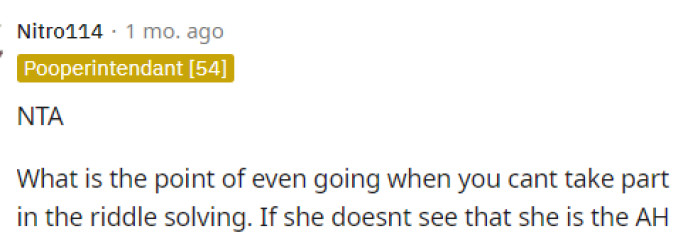 She either juts doesn't understand the issue, or she's definitely playing AH and is someone who is just inconsiderate of others.