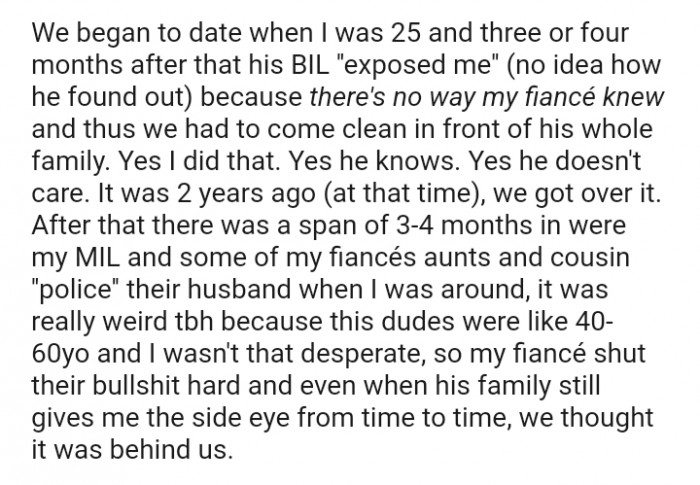 His family still gives me the side eye from time to time