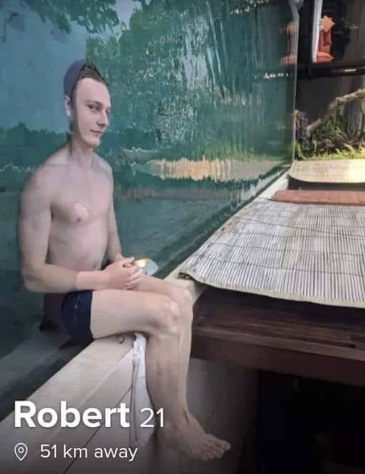 It looks like he's half a man — literally.