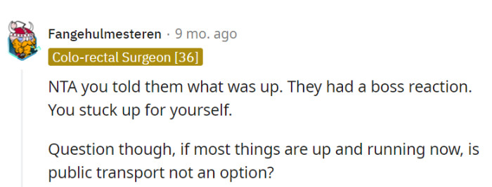 They're not the AH; their boss reacted poorly.