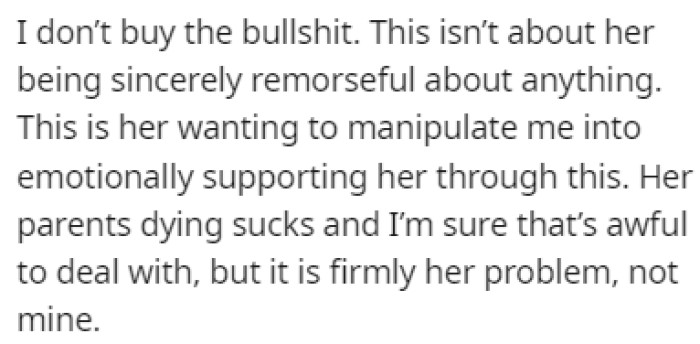 OP doesn't believe a thing she says