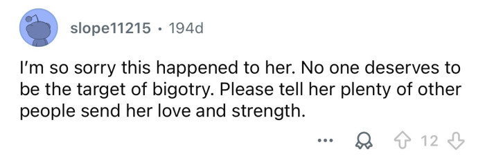 Sending her love and strength.