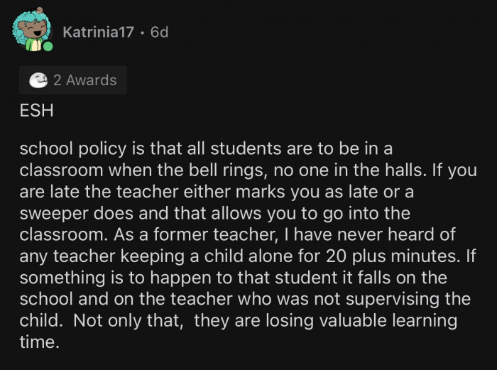 All students should be inside after the bell rings.